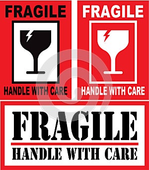 Red and white sign designs indicating 