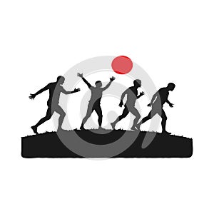 Dynamic evolution of movement, human potential silhouette.