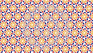 Geometric pattern with interlocking hexagons create a vibrant contrast