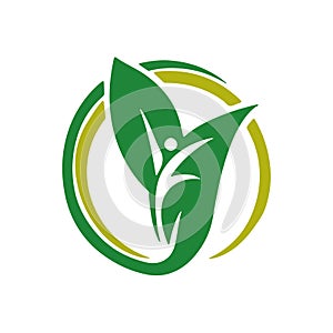 man Leaf ecology logo and vector design