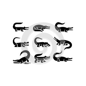 Alligator silhouette collection exciting logo designs