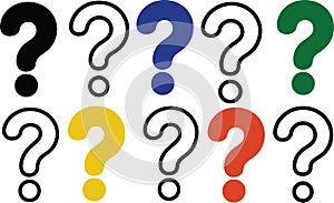 Colorful Question Marks on White Background