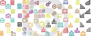 Colorful Business and Finance Line Icon Pattern