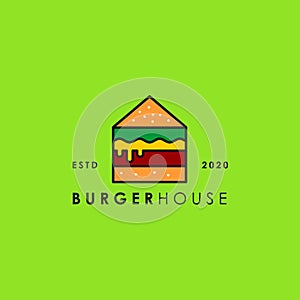 Vector illustration of colorful design of fast food logo Burger House