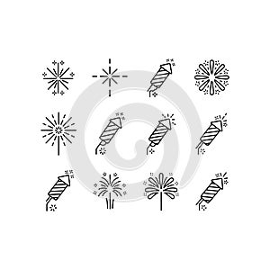 Set of Firework and Rocket Icons