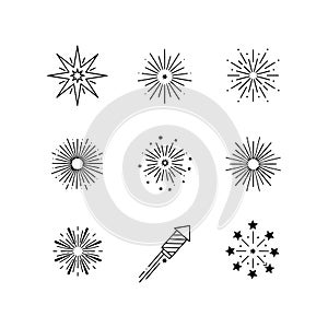Abstract Firework Icons and Rocket Set