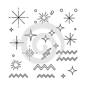 Sparkle and Starburst Icon Set - Line Art Collection