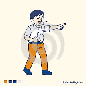 School Boy Laughing and Pointing Mockingly