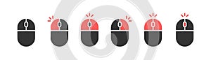 Mouse icon set. Mouse Left and right click icon. Computer mouse set. Mouse wheel scroll icon vector. Mouse click cursor icon set
