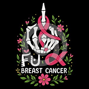 Fuck Breast Cancer Bold Awareness Ribbon Illustration Design