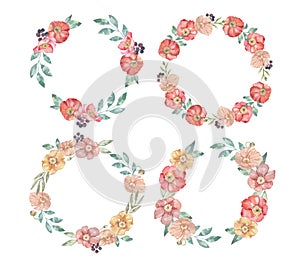 Watercolour Flowers Florals Wreaths Birders Red Cream Berries Leaves Leaf