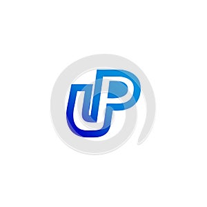 nitial Letter UP Gradient Blue Color Symbol Design