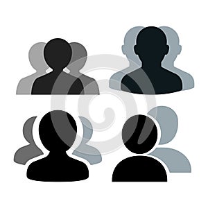 Human Profile Vector Icon Set With Long Shadow Modern Flat Style