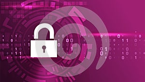 Digital Cybersecurity Padlock Abstract Binary Data Background