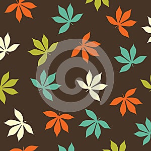 Print Abstract Leaves Cream blue green orange vector pattern