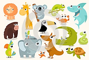 Print. Big set of vector animals.