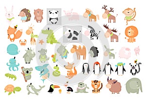 Print. Big vector set of animals. photo