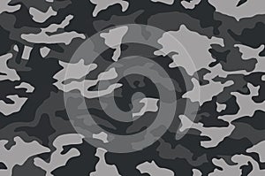 Camouflage pattern background seamless vector. Classic clothing style masking camo repeat print. Black and white