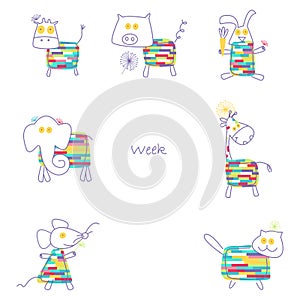Print for children's week has a series of 7 animals