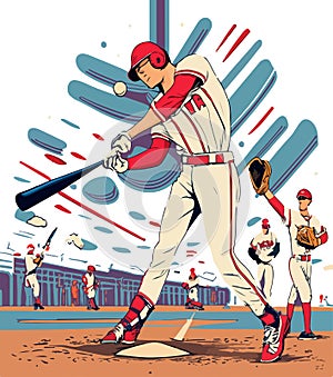 Print CLIPART OF A BASEBALL PLAYER SMASHING THE BALL OUT OF THE PARK