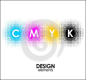 Print CMYK halftone dots design abstract elements