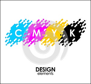 Print CMYK halftone dots design abstract elements