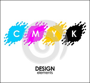 Print CMYK halftone dots design abstract elements