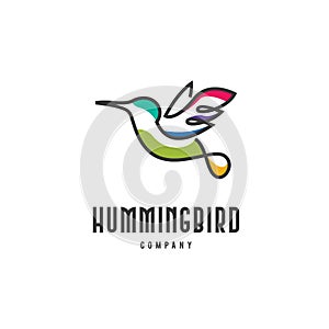 Colorful Hummingbird Logo Design Template Inspiration photo
