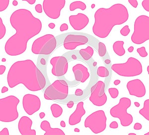 Print cow texture pattern repeated seamless pink and white