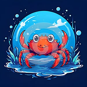 print cute cartoon crab smiling