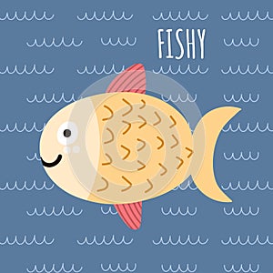 Print with a cute fish and text Fishy