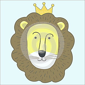 Print with cute lion. Can be used print print for t-shirts, home decor, posters,