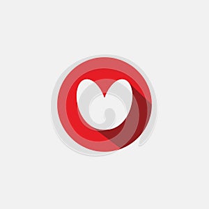 Cute love heart icon in red circle sign logo concept - Heart icon vector, Love Hearts, Heart icon vector isolated on white