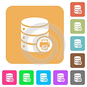 Print Database data rounded square flat icons
