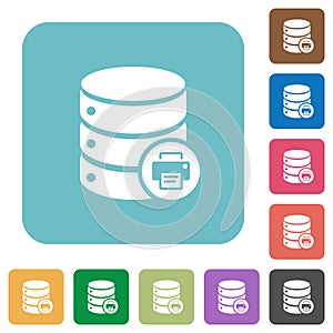 Print Database data rounded square flat icons