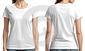 Print design template of young woman in blank t-shirt