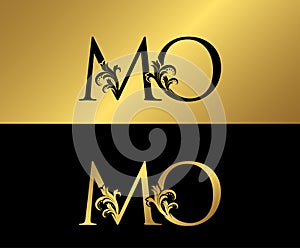 Initial letter MQ Gold Logo Icon, classy gold letter monogram logo photo