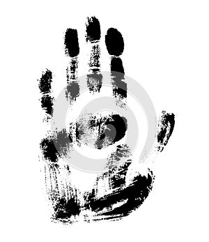 Print of hand of human, cute skin texture pattern,vector grunge illustration. Scanning the fingers, palm on white background.