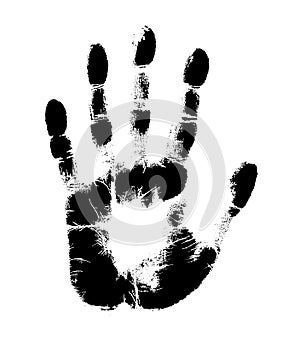 Print of hand of human, cute skin texture pattern,vector grunge illustration. Scanning the fingers, palm on white background.