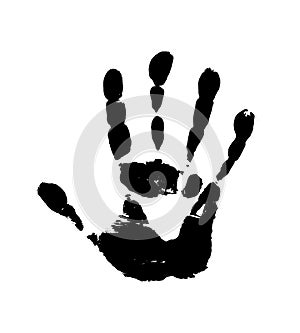 Print of hand of human, cute skin texture pattern,vector grunge illustration. Scanning the fingers, palm on white background.