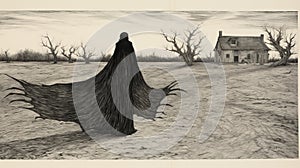 Print: A Haunting Prairiecore Illustration By Edward Gorey