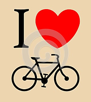 Print I like bicycle, vector illustration background