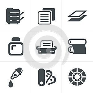 Print icons set elegant series