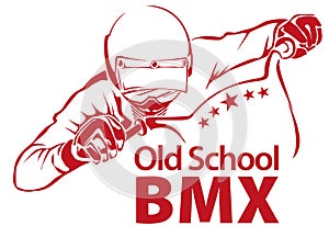 Oldschool BMX illustration in red color photo