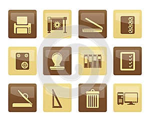 Print industry Icons over brown background