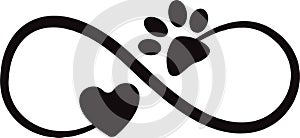 Print Infinity Love And Paw Tattoo Logo.