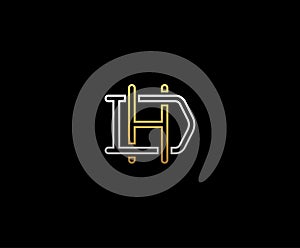 Initial letter H and D, HD, DH, overlapping interlock logo