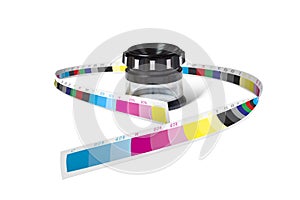 Print loupe glass wrapped with color control bar