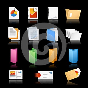 Print & Office Icons / / Black Background