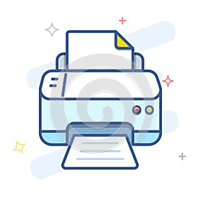 Print outline vector icon. Printer line illustration.